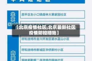 【北京疫情社区,北京最新社区疫情防控措施】
