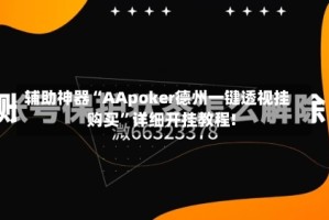 辅助神器“AApoker德州一键透视挂购买”详细开挂教程!
