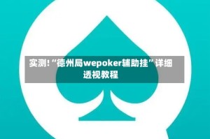 实测!“德州局wepoker辅助挂”详细透视教程