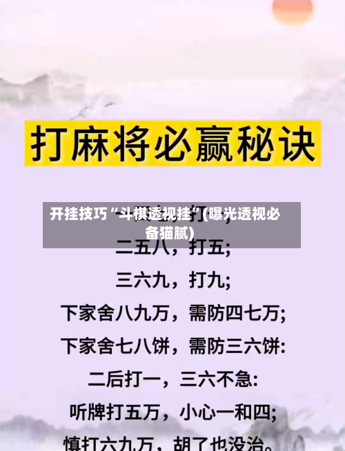 开挂技巧“斗棋透视挂”(曝光透视必备猫腻)-第2张图片