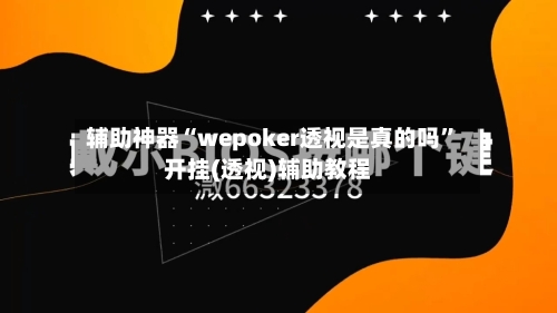 辅助神器“wepoker透视是真的吗	”开挂(透视)辅助教程-第2张图片