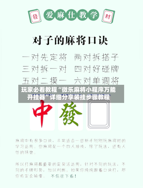 玩家必看教程“微乐麻将小程序万能开挂器	”详细分享装挂步骤教程-第2张图片